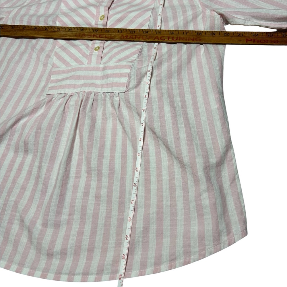 Vineyard Vines Women S Pink White Stripe Popover Tunic Blouse Preppy Coastal Top - Picture 6 of 7